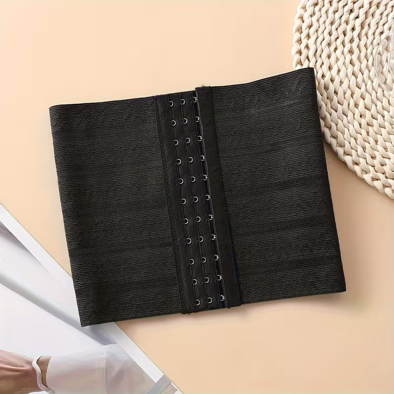 Black tummy control corset belt with hook closure
