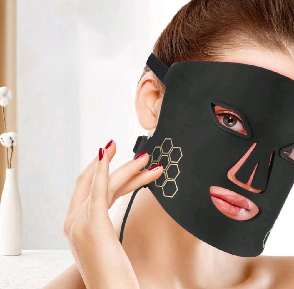 72 LED Light Therapy Face Mask worn on the face